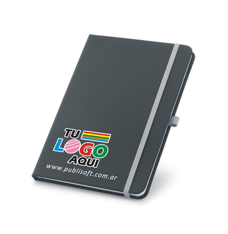 Libreta Corbin, A5,rayado, negro detalles gris