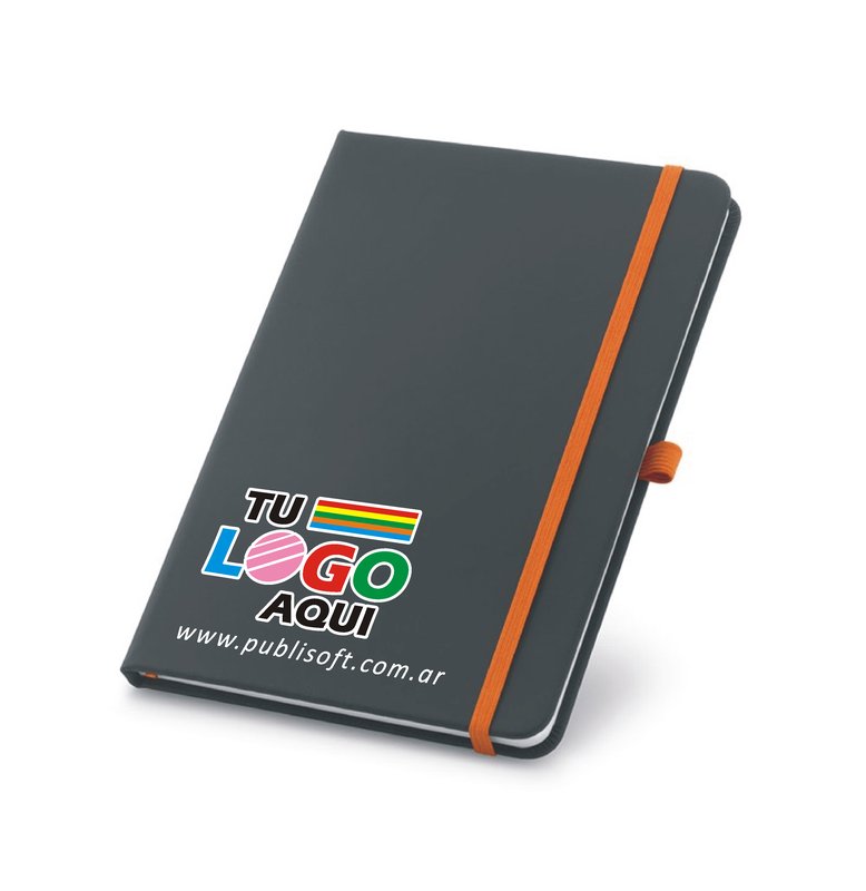 Libreta Corbin, A5,rayado, negro detalles naranja
