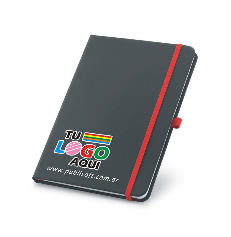 Libreta Corbin, A5,rayado, negro detalles rojo