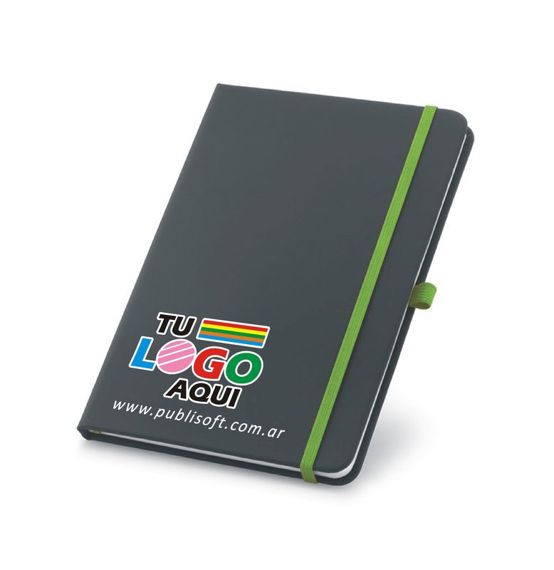 Libreta Corbin, A5,rayado, negro detalles verde
