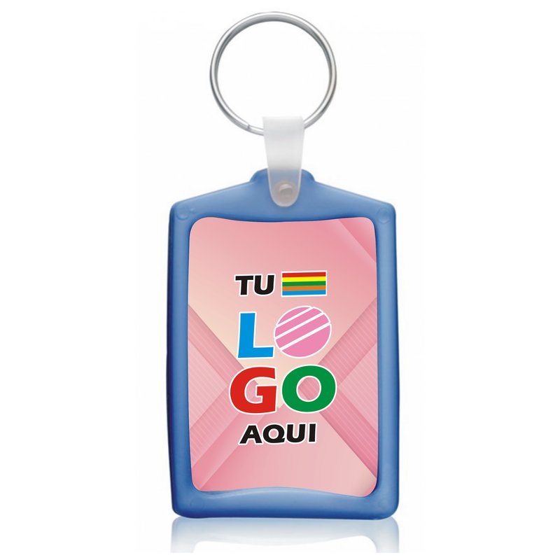 Llavero 6x4 con marco, azul, aro y traba
