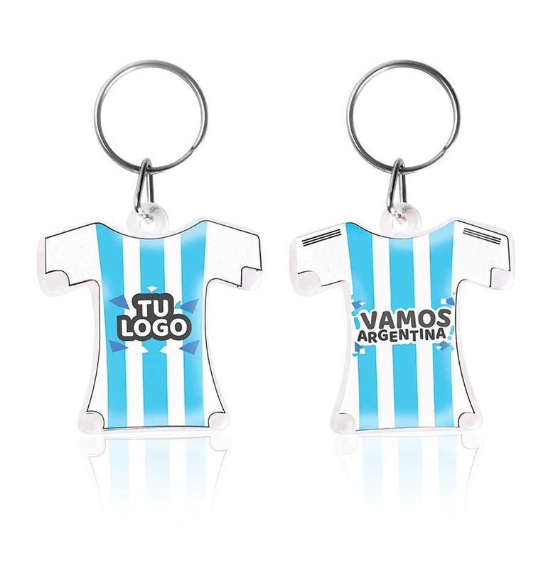 Llavero camiseta, con aro y triángulo.