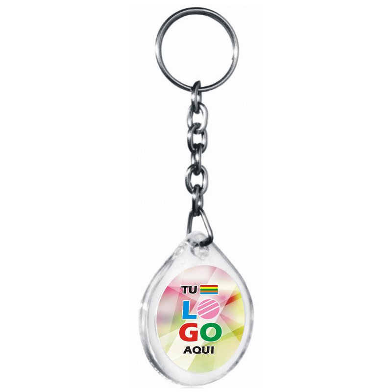 Llavero redondo ø 33 mm, con cadena forcet larga.