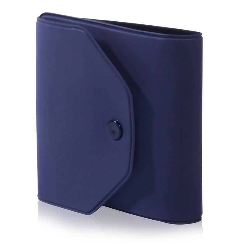 Porta carnet 1 broche, tela folia azul oscuro.