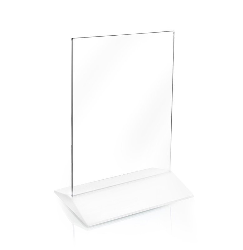 Porta menu, base color blanco