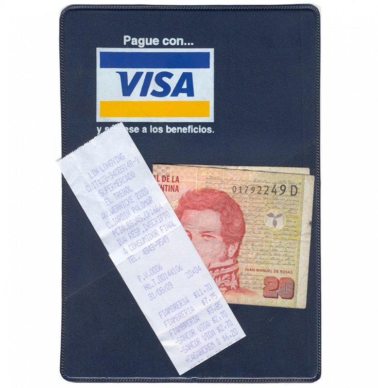 Porta ticket de compra, tela pvc azul oscuro
