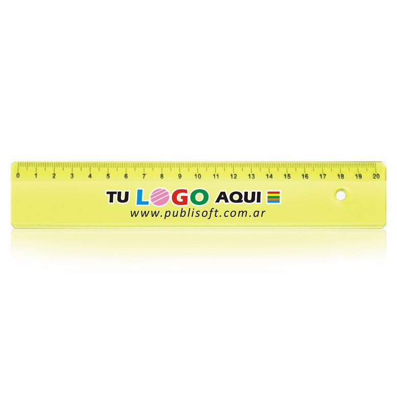 Regla de 20 cm x 38mm, amarilla translucida