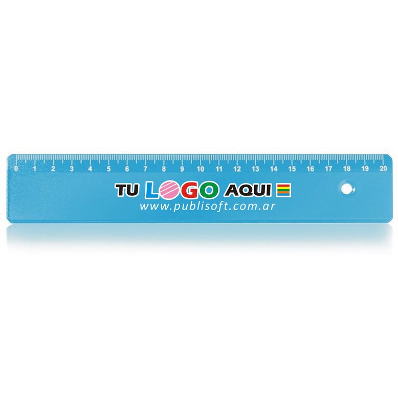 Regla de 20 cm x 38mm, azul translúcido