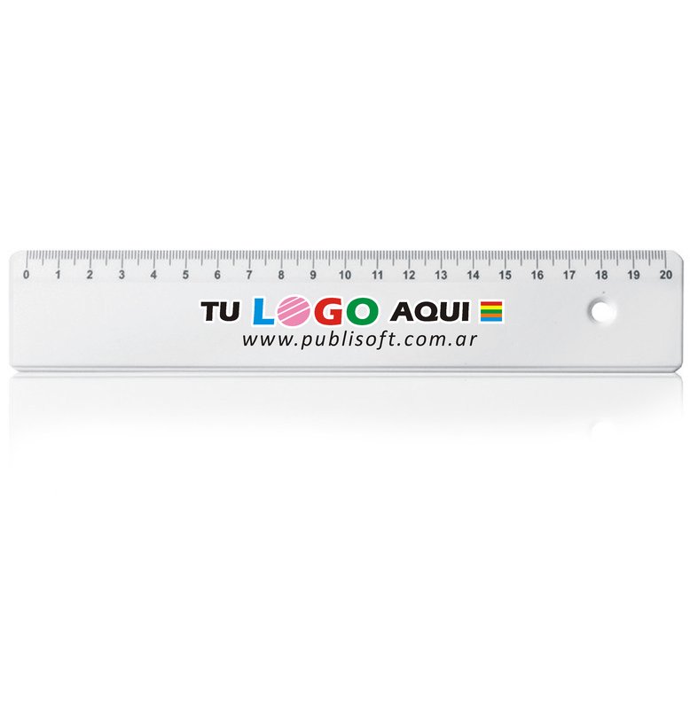 Regla de 20 cm x 38mm. blanca