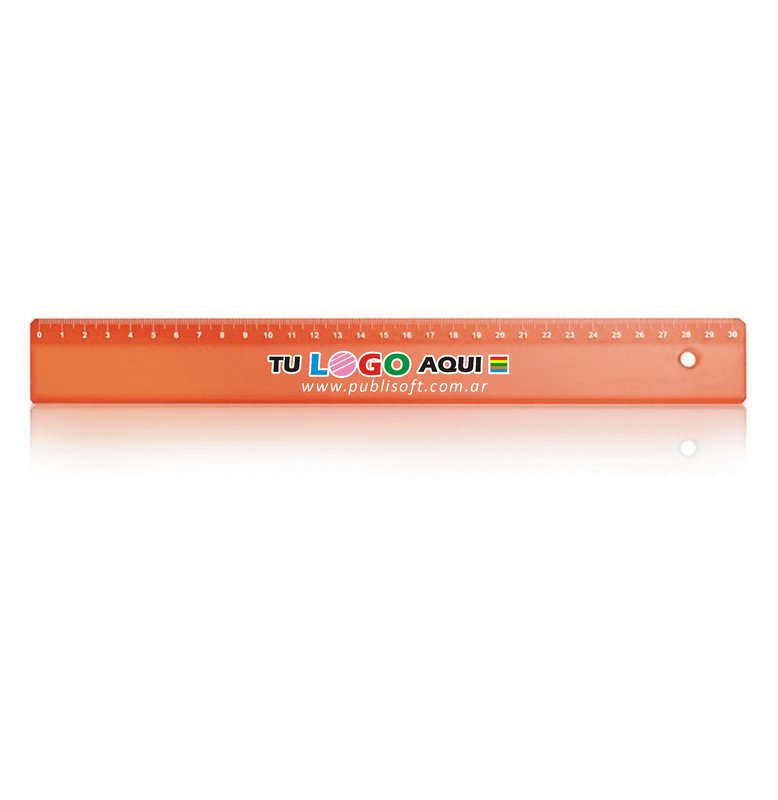 Regla de 30 cm x 38mm. naranja translúcida