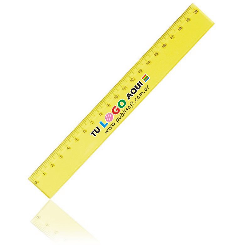 Regla escolar de 20 cm x 26mm. amarilla translucida