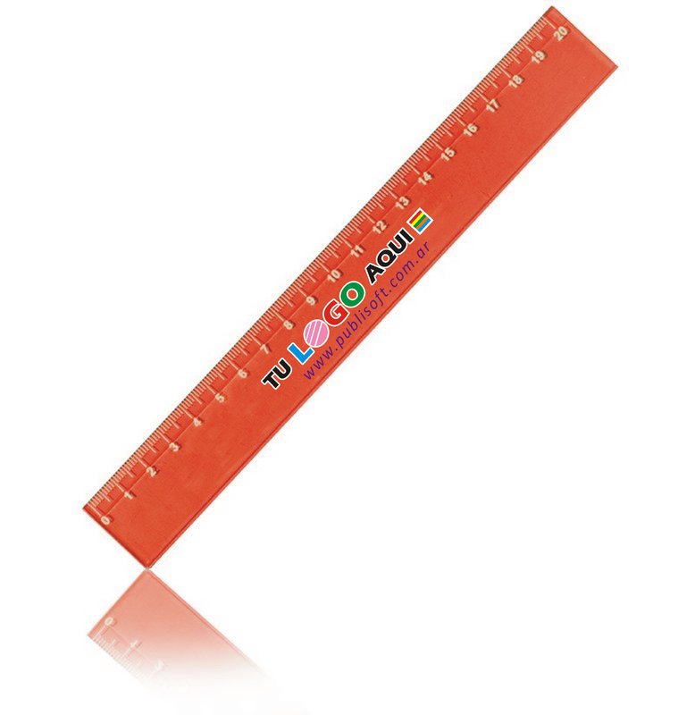 Regla escolar de 20 cm x 26mm. rojo translucida