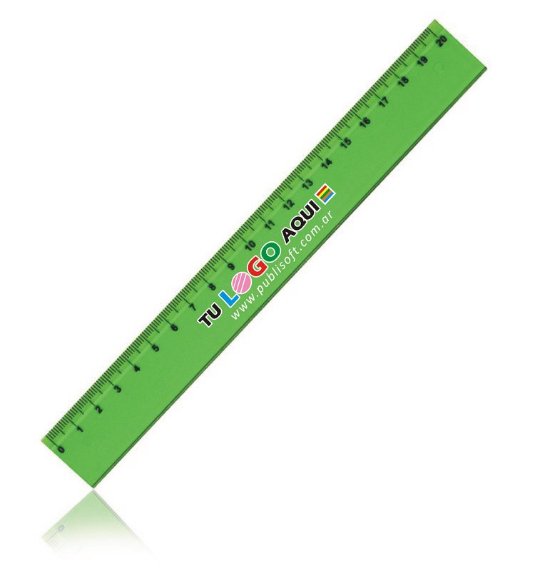 Regla escolar de 20 cm x 26mm. verde translúcido