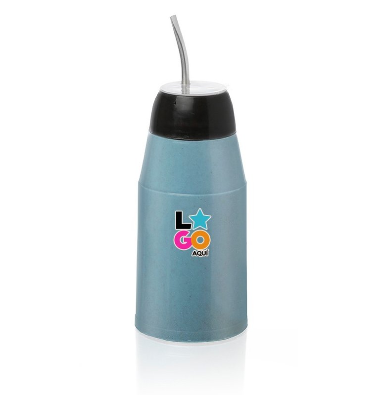 Termo mate, mate listo, eco azul aro negro