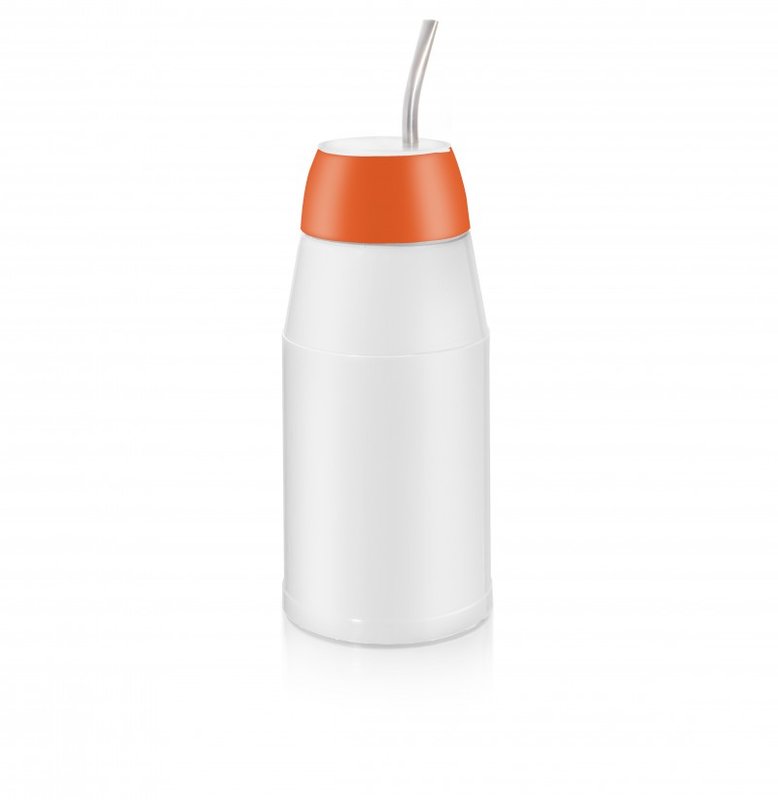 Termo mate, mate listo, blanco aro naranja