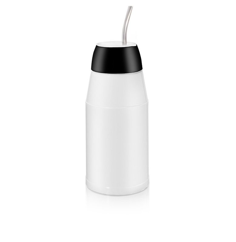 Termo mate, mate listo, blanco aro negro