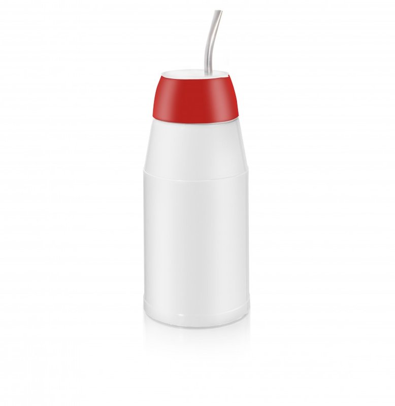 Termo mate, mate listo, blanco aro rojo
