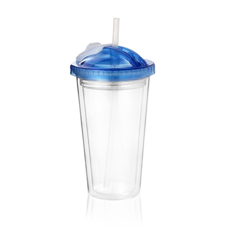 Vaso térmico planet 500 cm³, tapa azul translúcido.