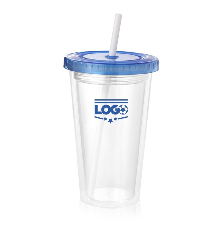 Vaso térmico star 500 cm³, tapa azul translúcido.