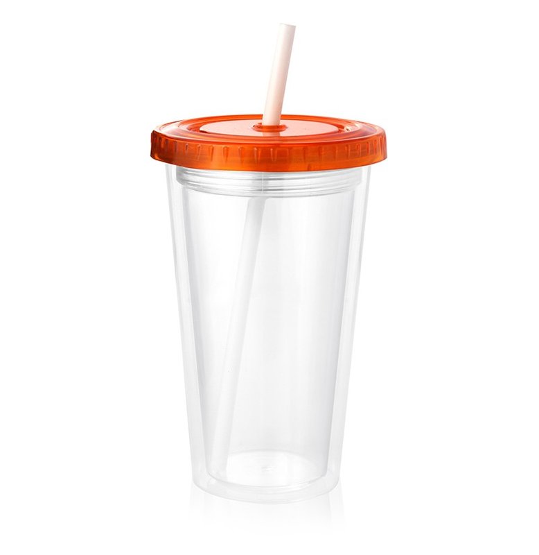 Vaso térmico star 500 cm³,tapa naranja translúcido.