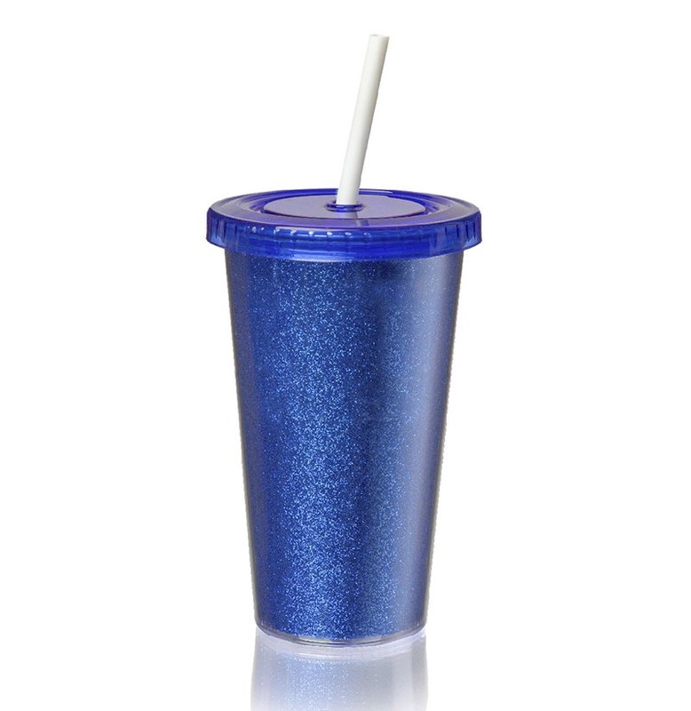 Vaso térmico star glitter 500 cm³, azul.