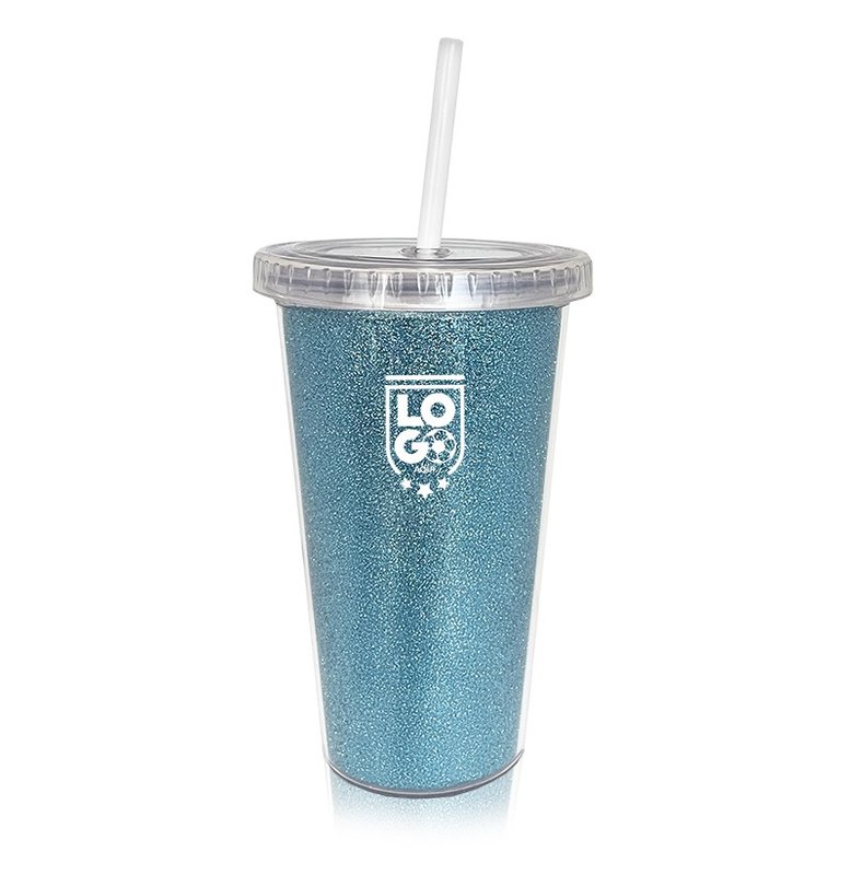 Vaso térmico star glitter 500 cm³, celeste.