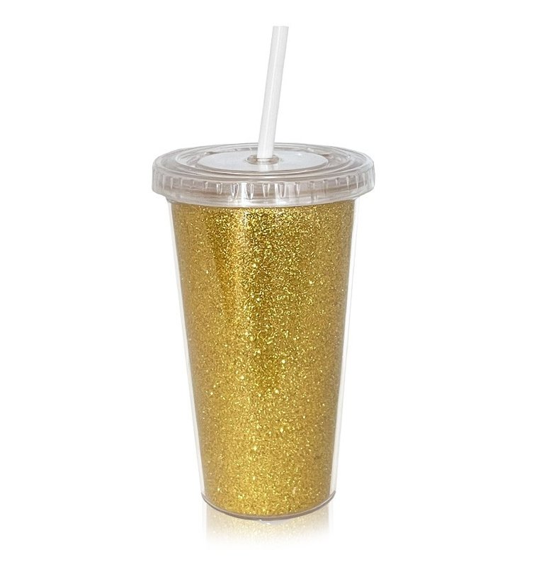 Vaso térmico star glitter 500 cm³, dorado.