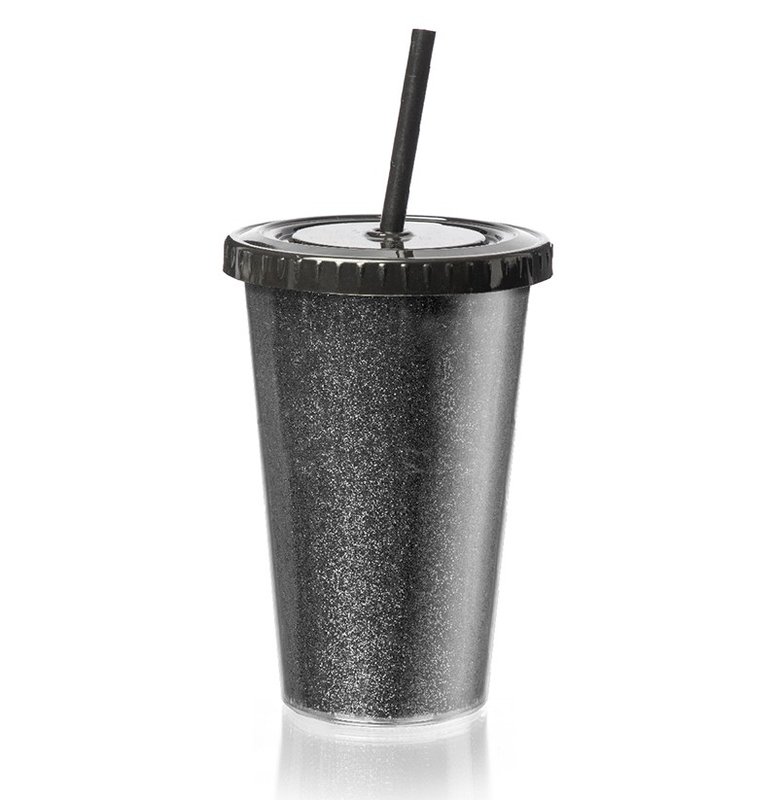 Vaso térmico star glitter 500 cm³, negro.