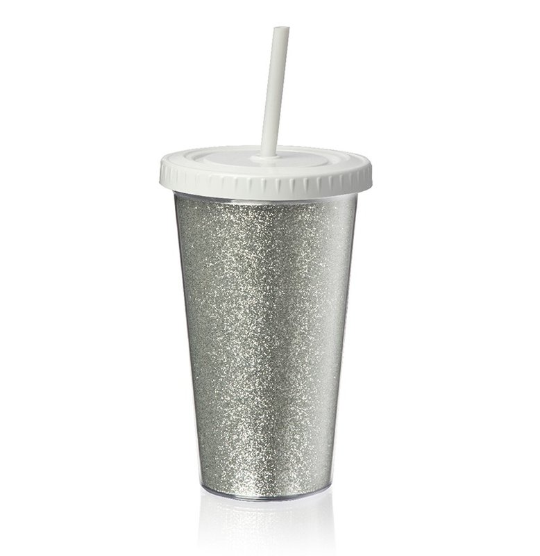 Vaso térmico star glitter 500 cm³, plata.