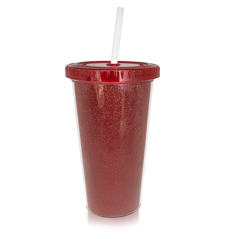 Vaso térmico star glitter 500 cm³, rojo.