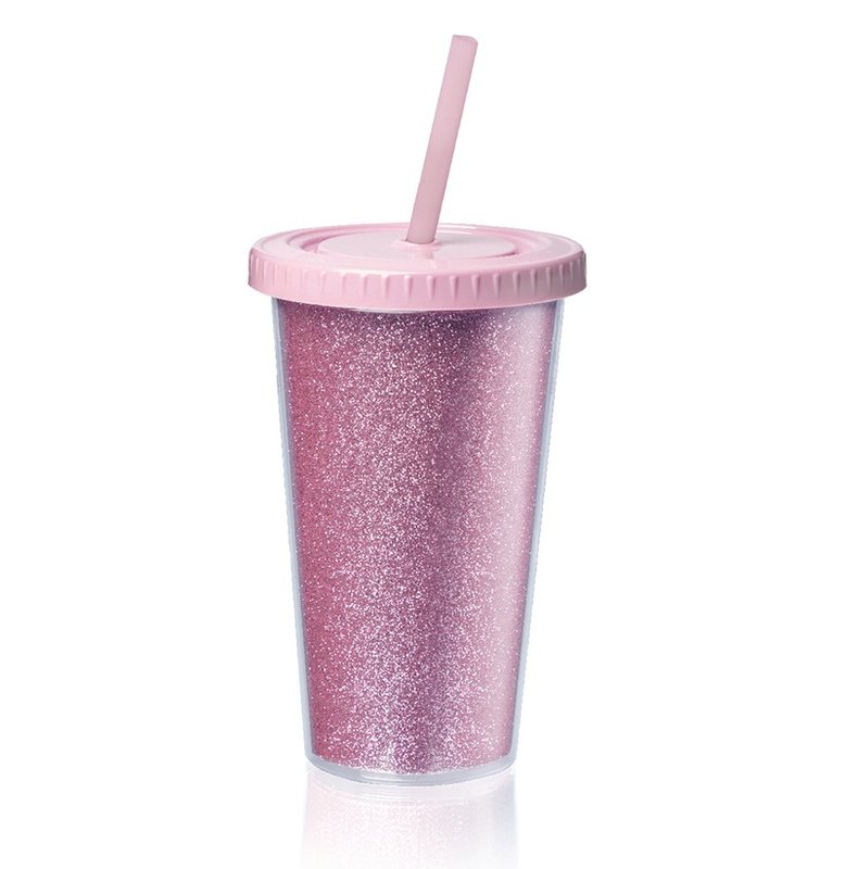 Vaso térmico star glitter 500 cm³, rosa