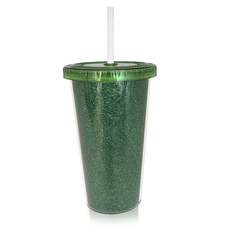 Vaso térmico star glitter 500 cm³, verde oscuro.