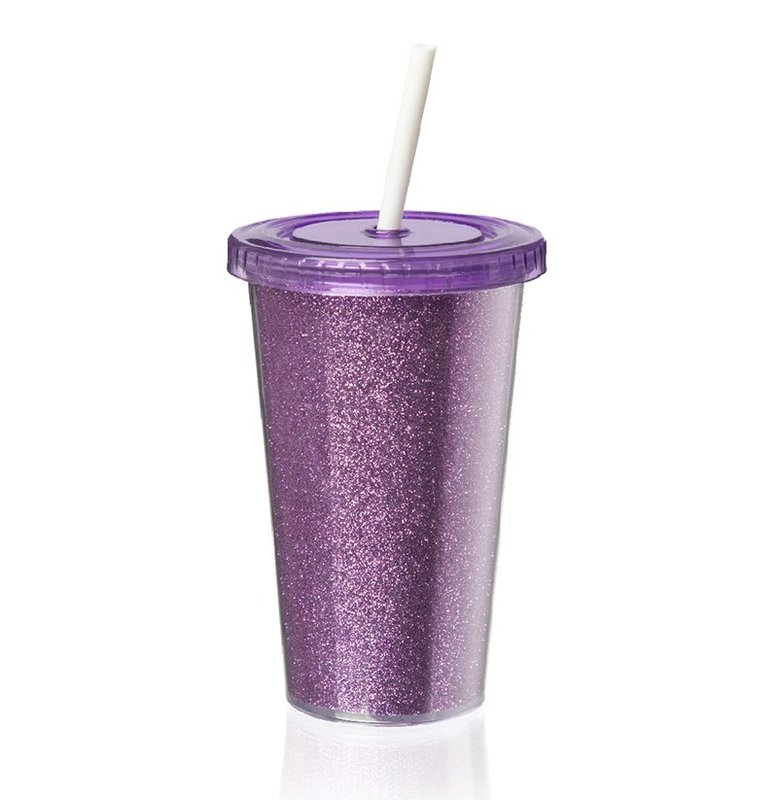 Vaso térmico star glitter 500 cm³, violeta.