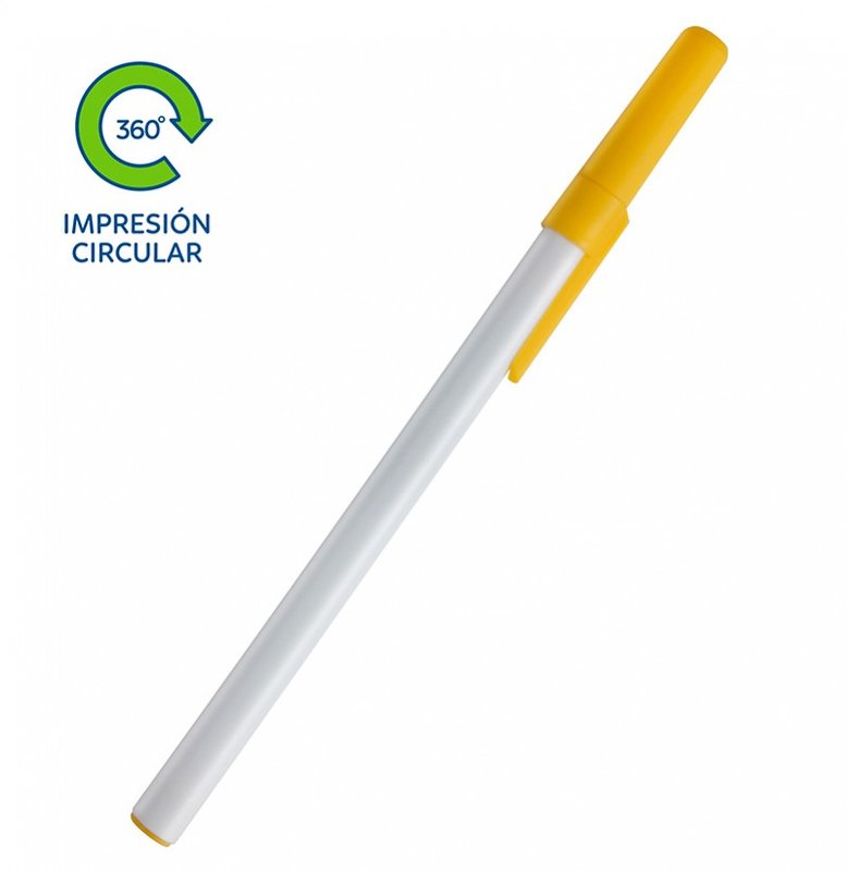 Bolígrafo Doob blanco, detalle amarillo - imagen 2