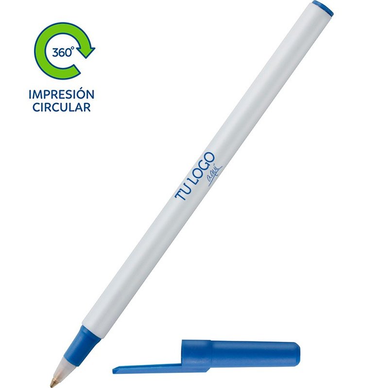 Bolígrafo Doob blanco, detalle azul claro - imagen 2