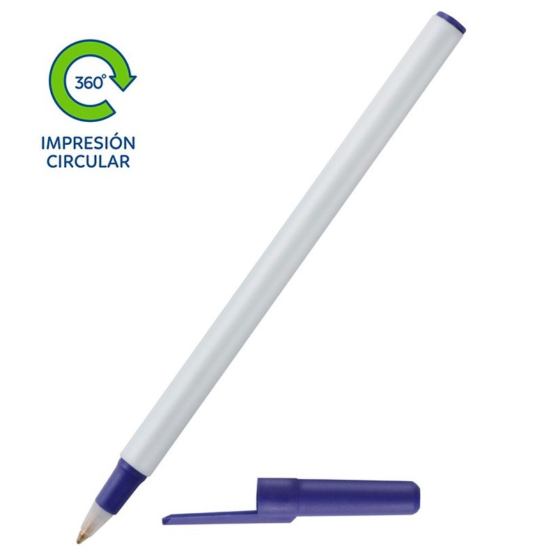 Bolígrafo Doob Color blanco, detalle azul oscuro - imagen 2
