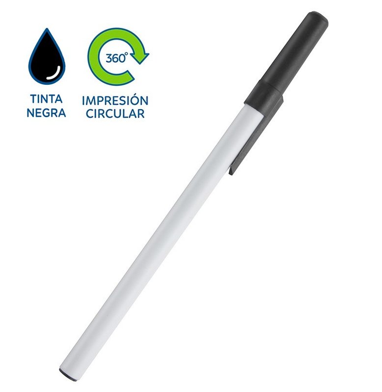 Bolígrafo Doob, blanco, detalle negro, tinta negra - imagen 2