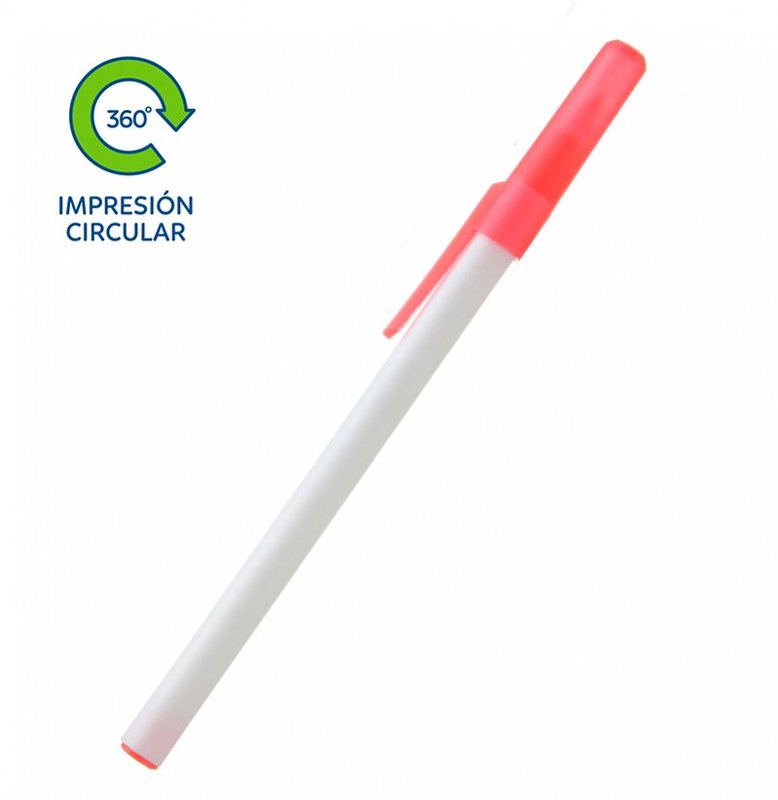 Bolígrafo Doob frost, blanco, detalle rojo transparente - imagen 2