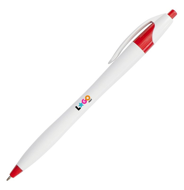 Bolígrafo Praga, blanco detalle rojo, tinta negra - imagen 3