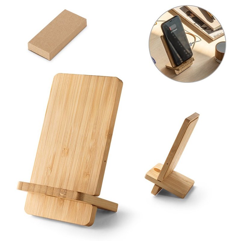 Cargador y soporte Lange, madera bambú - imagen 2