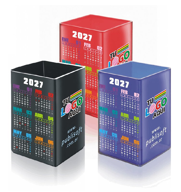 Cubo, con y sin calendario, porta lápiz,  amarillo - imagen 3