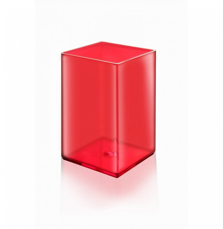 Cubo, con y sin calendario, porta lápiz, rojo traslúcido - imagen 2