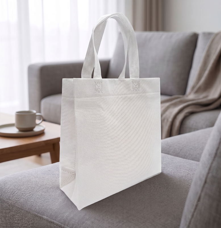 Eco bolsa, 25x25x9x9 cm, con manijas, blanca - imagen 2