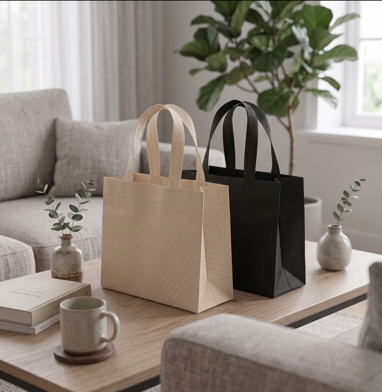 Eco bolsa, 25x25x9x9 cm, con manijas, negro - imagen 2