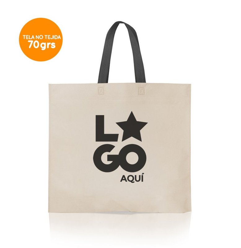 Eco bolsa, 45x40x10 cm, 70g. blanca c/manijas rojas - imagen 3