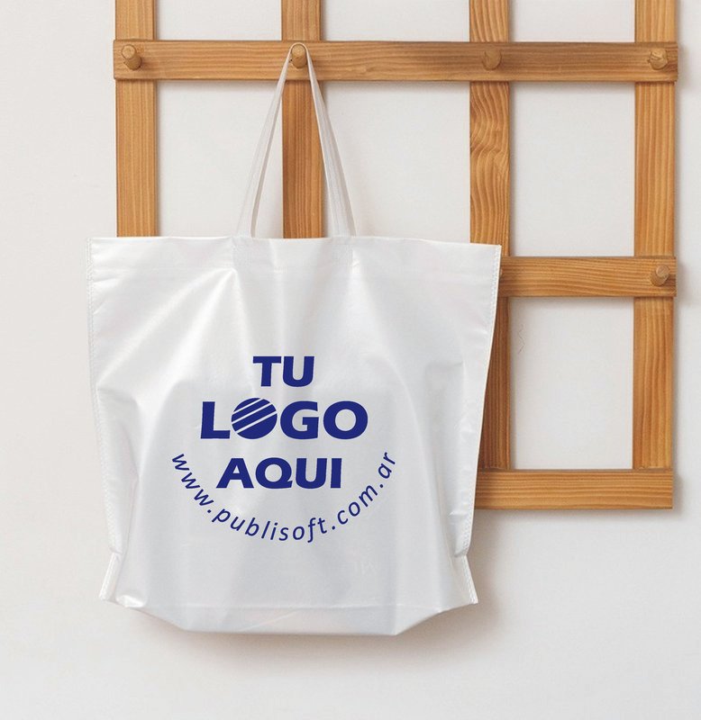 Eco bolsa, 45x40x10 cm, blanco perlado con manijas blancas - imagen 2