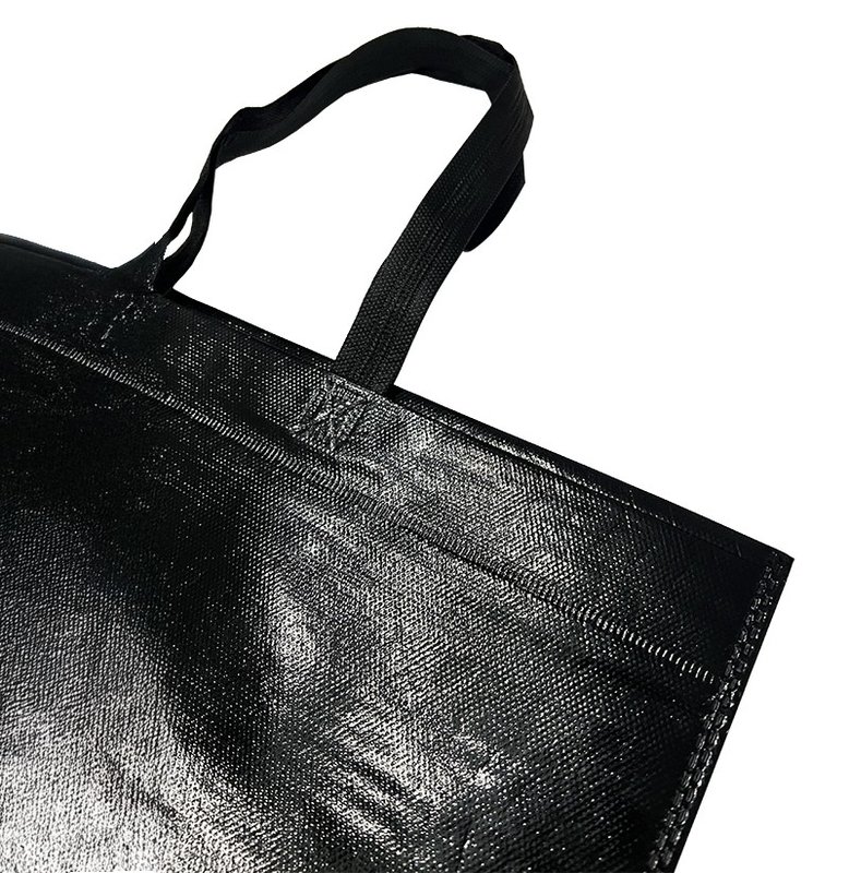 Eco bolsa, 45x40x10 cm, negro laminado manijas negras - imagen 2