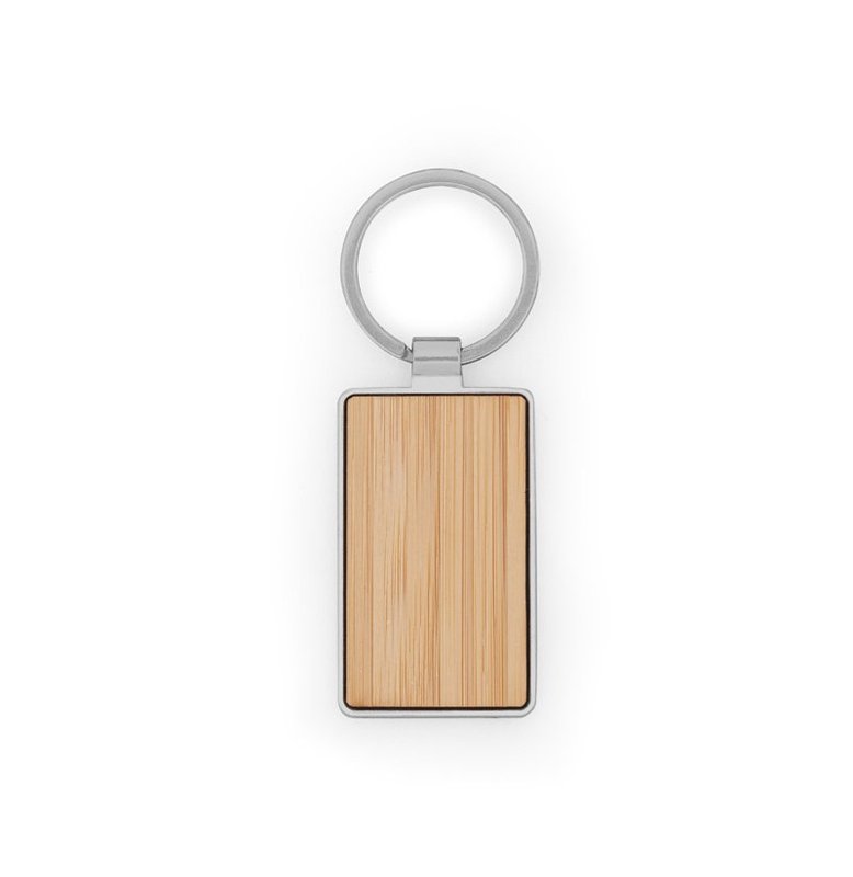Llavero Gastón rectangular, bambú y metal - imagen 3
