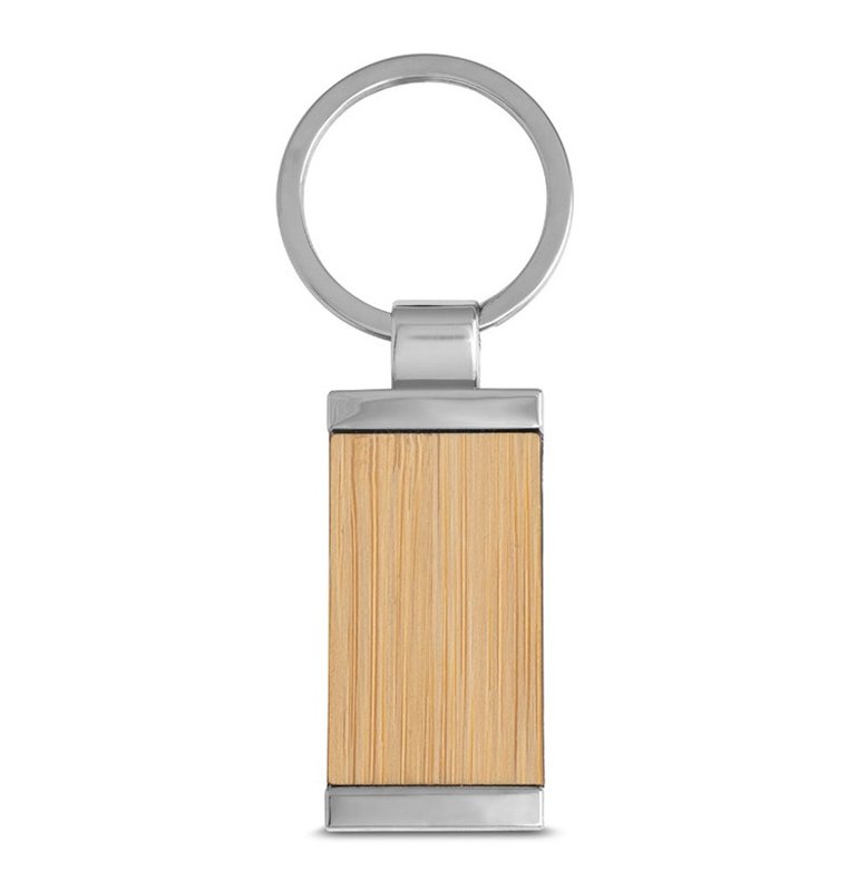 Llavero homer, rectangular, de bambu, borde metal - imagen 2