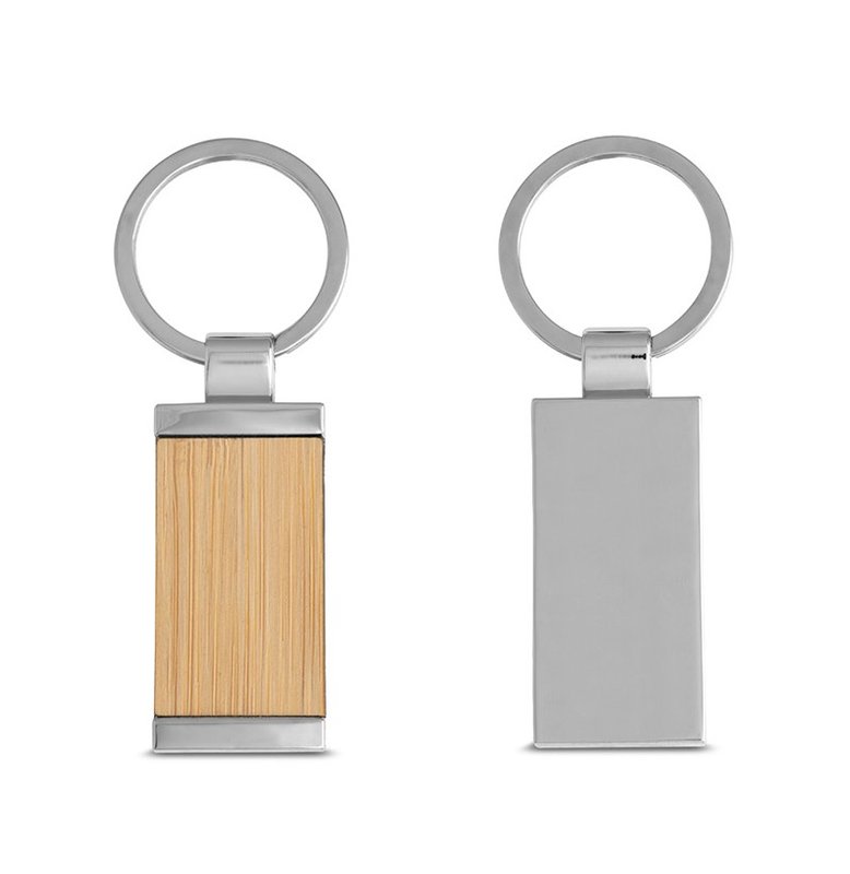Llavero homer, rectangular, de bambu, borde metal - imagen 4